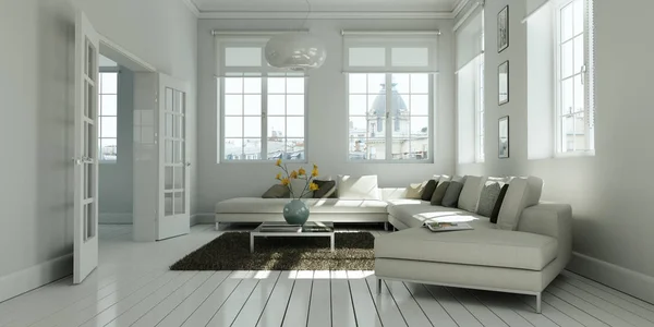 Moderno salón blanco diseño interior — Foto de Stock