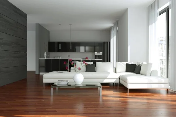 Moderne witte woonkamer interieurdesign — Stockfoto