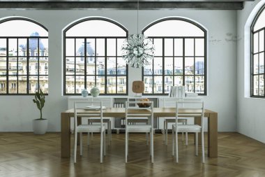 parlak modern yemek odası skandinavian iç tasarım