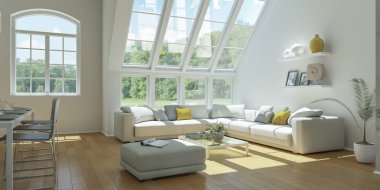 Modern parlak düz iç tasarım sarı desenli