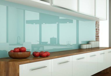 Beyaz modern mutfak dekorasyon illüstrasyon