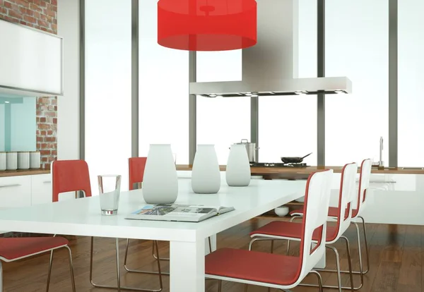 Vackra moderna kök med dinging bord och stolar — Stockfoto