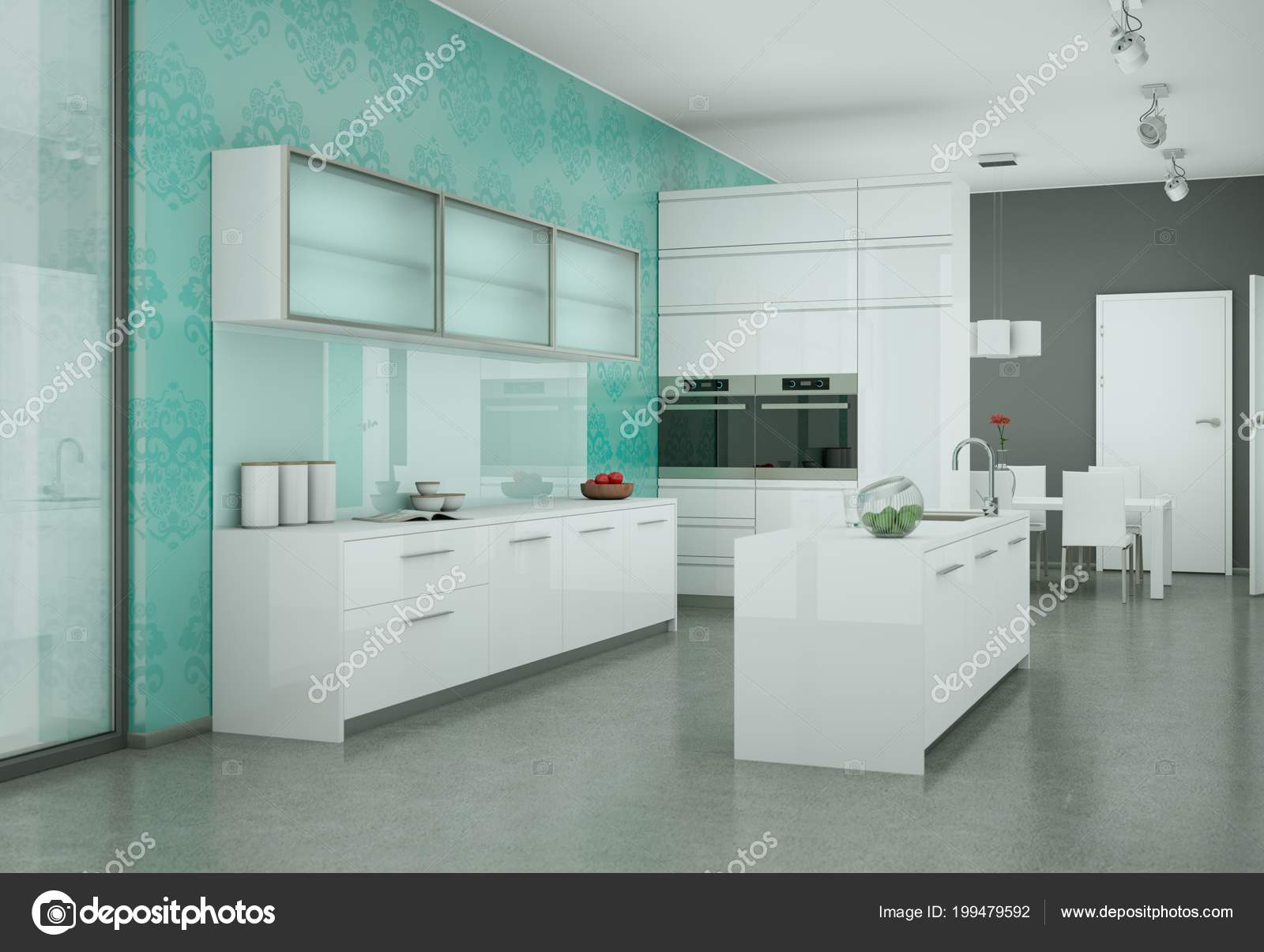 Cucina moderna bianca con tappezzeria vintage — foto stock ... Cucina vintage moderna
