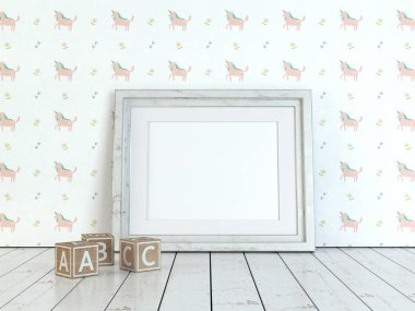 Afiş ürün tasarımı mockup tarz. Boş çerçeve mockup.