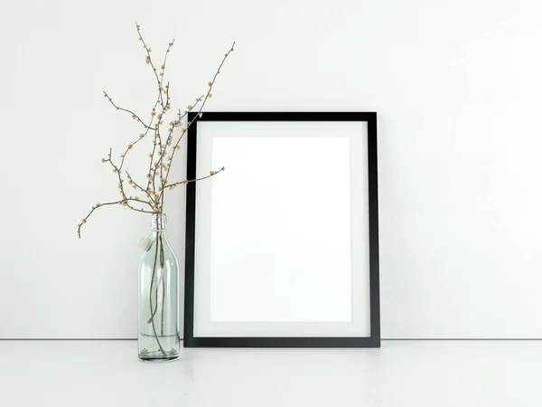 Afiş ürün tasarımı mockup tarz. Boş çerçeve mockup.