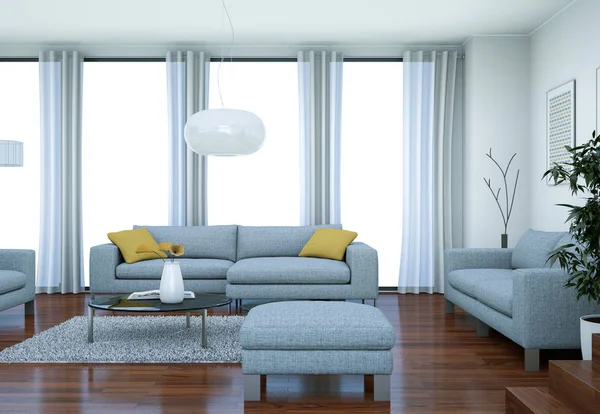 Moderne lichte Skandinavische interieur woonkamer — Stockfoto