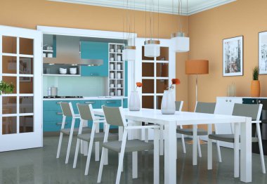 Yemek odası iç tasarım modern daire içinde