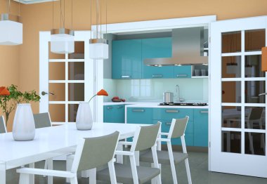 Yemek odası iç tasarım modern daire içinde