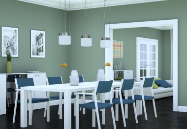 Yemek odası iç tasarım modern daire içinde