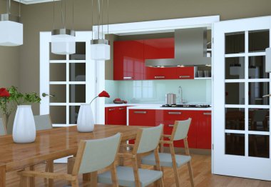 Yemek odası iç tasarım modern daire içinde