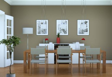 Yemek odası iç tasarım modern daire içinde