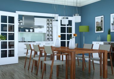 Yemek odası iç tasarım modern daire içinde