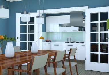 Yemek odası iç tasarım modern daire içinde