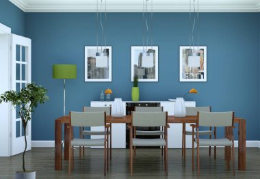 Yemek odası iç tasarım modern daire içinde