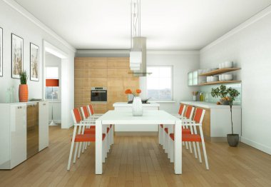 Yemek odası iç tasarım modern daire içinde