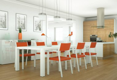 Yemek odası iç tasarım modern daire içinde