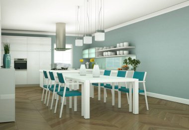 Yemek odası iç tasarım modern daire içinde