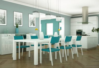 Yemek odası iç tasarım modern daire içinde