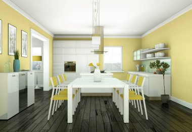 Yemek odası iç tasarım modern daire içinde