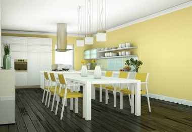 Yemek odası iç tasarım modern daire içinde