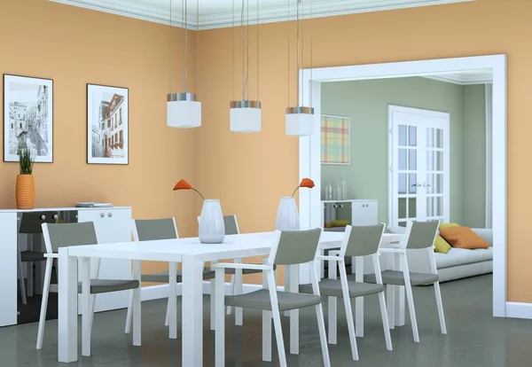 Dining room interior design in modern appartment — Stock Photo, Image