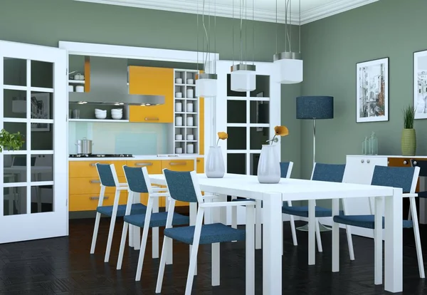 Sala Jantar Design Interiores Apartamento Moderno Ilustração — Fotografia de Stock