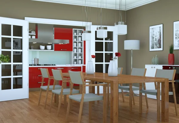 Salle à manger design intérieur dans un appartement moderne — Photo