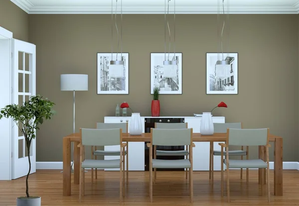 Dining room interior design in modern appartment — Stock Photo, Image