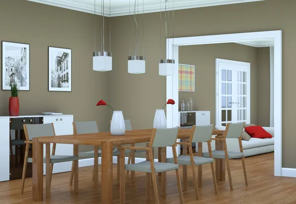 Dining room interior design in modern appartment — Stock Photo, Image