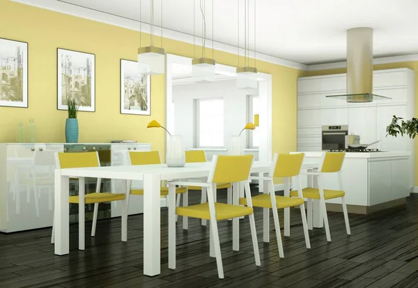 Yemek odası iç tasarım modern daire içinde