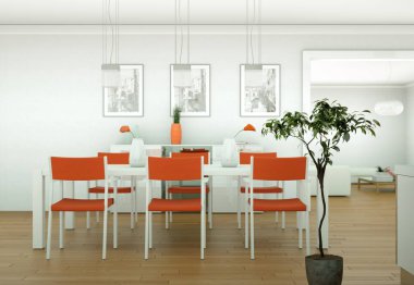 Yemek odası iç tasarım modern daire içinde