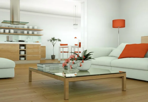 Moderno luminoso salotto interior design con divani — Foto Stock