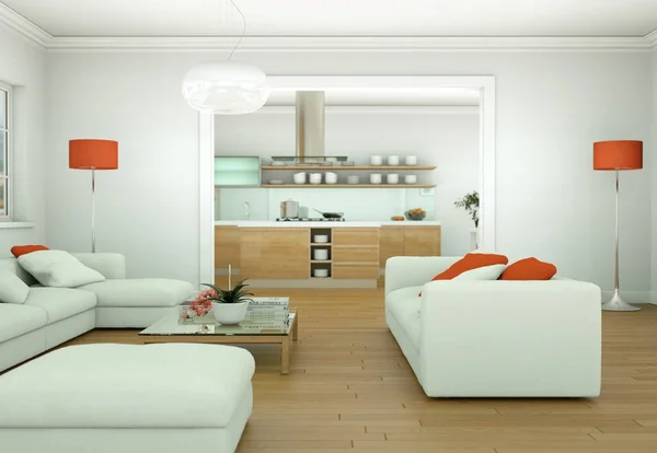 Moderne helle Wohnzimmereinrichtung mit Sofas — Stockfoto