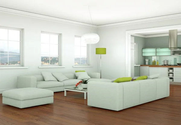 Design interiéru moderní obývací pokoj s pohovkami — Stock fotografie