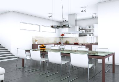 Yemek odası iç tasarım modern daire içinde