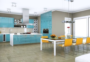 Yemek odası iç tasarım modern daire içinde