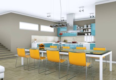 Yemek odası iç tasarım modern daire içinde