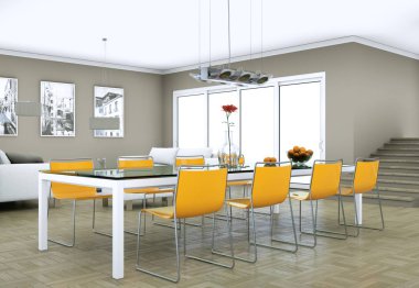 Yemek odası iç tasarım modern daire içinde