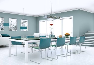 Yemek odası iç tasarım modern daire içinde