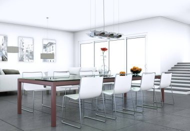 Yemek odası iç tasarım modern daire içinde