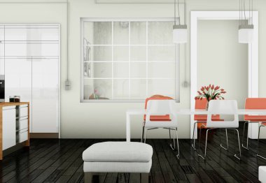 Yemek odası iç tasarım modern daire içinde