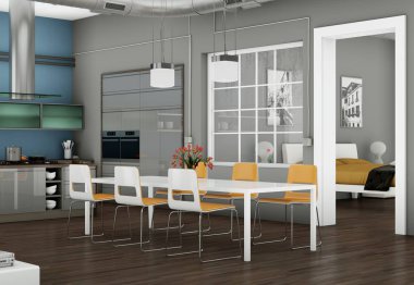 Yemek odası iç tasarım modern daire içinde