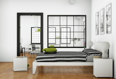 Duvardaki 3 Photoframes ile modern yatak odası