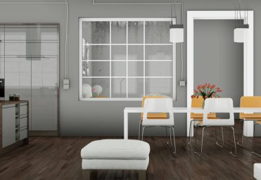 Yemek odası iç tasarım modern daire içinde