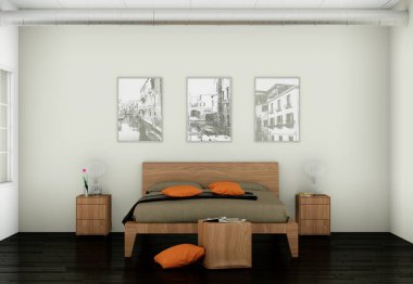 Çatı katında güzel tasarım ile gri modern mutfak