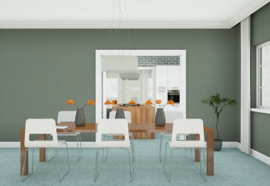 Yemek odası iç tasarım modern daire içinde