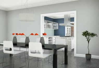 Siyah tablo iç tasarım modern daire içinde Dning Oda