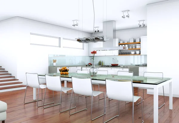 Dining Room Inredning Och Design Moderna Appartment Illustration — Stockfoto