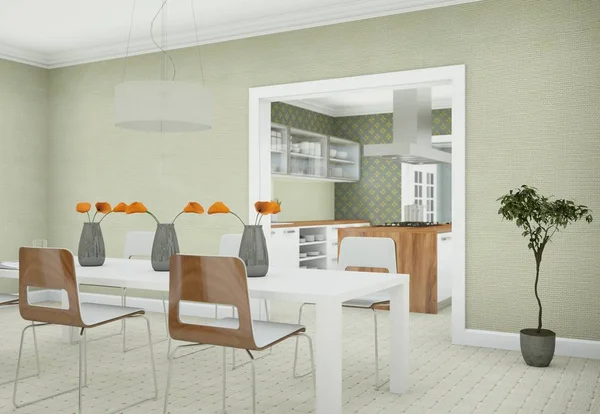Design intérieur lumineux de la salle à manger dans un appartement moderne — Photo