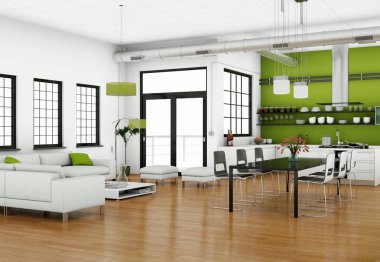 Modern aydınlık oturma odası iç tasarım kanepeler ile